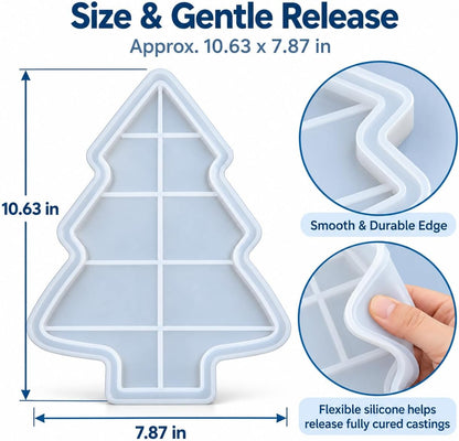 Christmas Tree Silicone Tray Casting Mold for Resin and Concrete