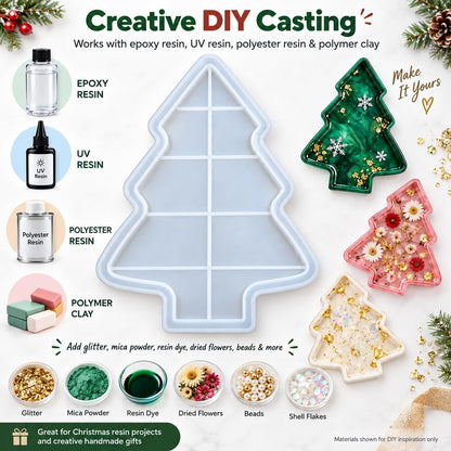 Christmas Tree Silicone Tray Casting Mold for Resin and Concrete