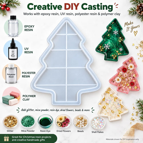 Christmas Tree Silicone Tray Casting Mold for Resin and Concrete