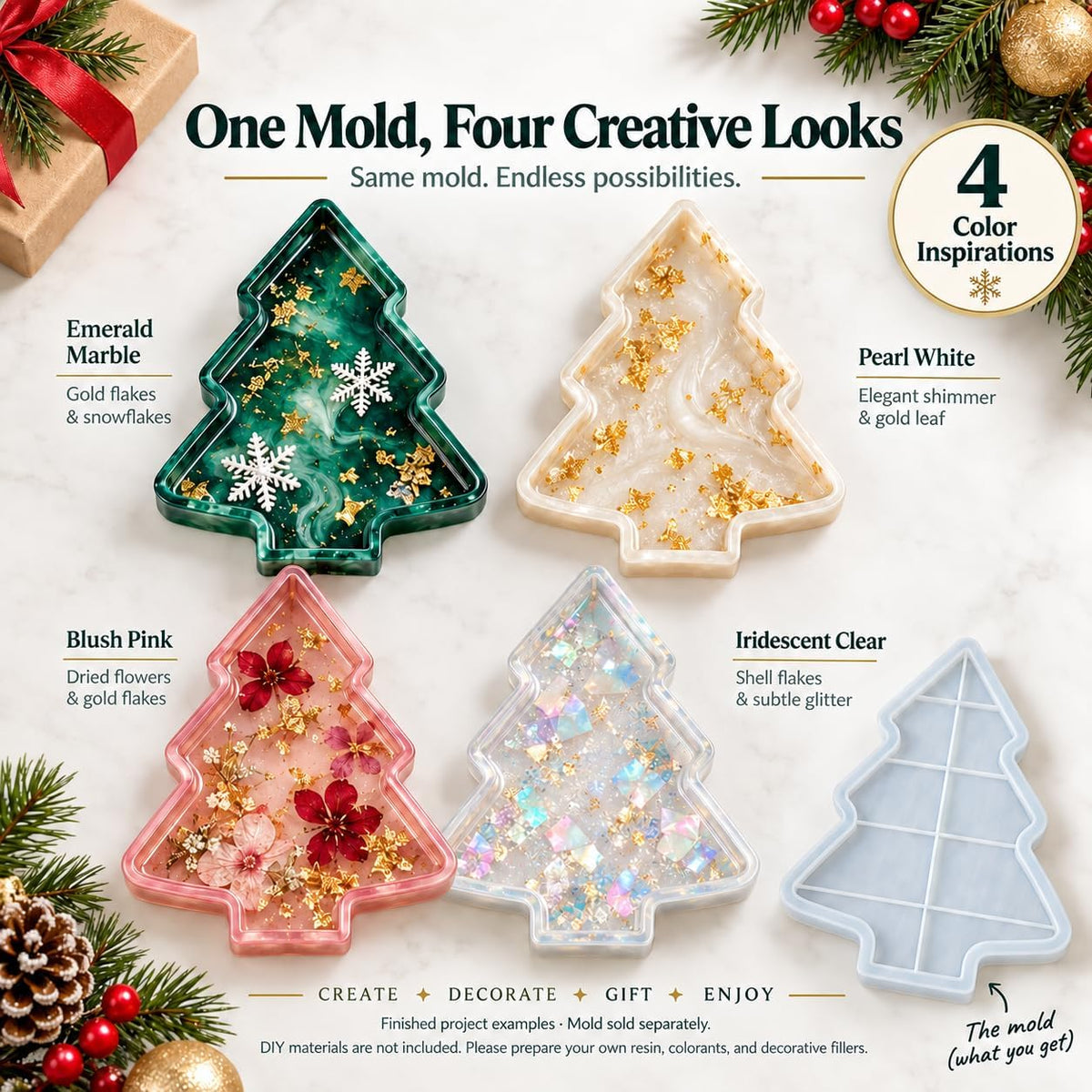 Christmas Tree Silicone Tray Casting Mold for Resin and Concrete