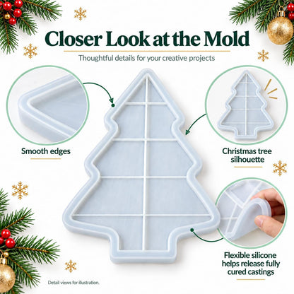 Christmas Tree Silicone Tray Casting Mold for Resin and Concrete