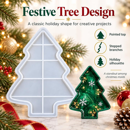 Christmas Tree Silicone Tray Casting Mold for Resin and Concrete