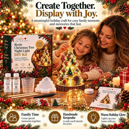 Resin Tree Night Light, Christmas DIY Kit, Holiday Craft Gift
