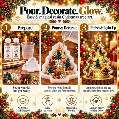 Resin Tree Night Light, Christmas DIY Kit, Holiday Craft Gift