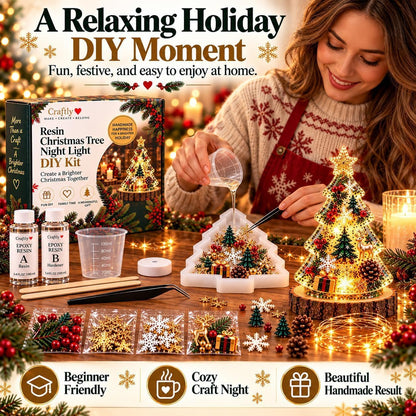 Resin Tree Night Light, Christmas DIY Kit, Holiday Craft Gift