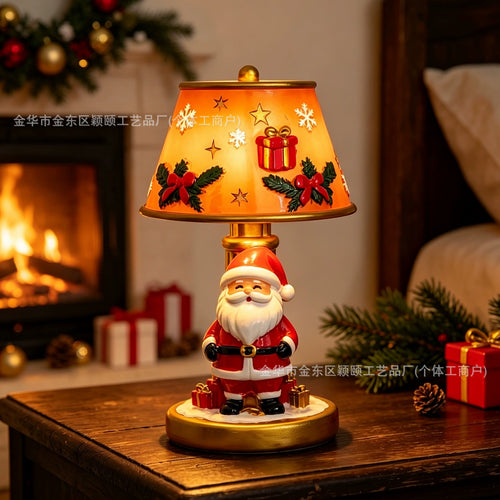 Cross-border new product: Christmas-themed glowing Santa Claus and reindeer table lamp, a resin craft for creative home decoration