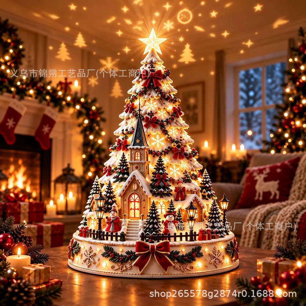 Cross-border christmas village projection centerpiece christmas village
