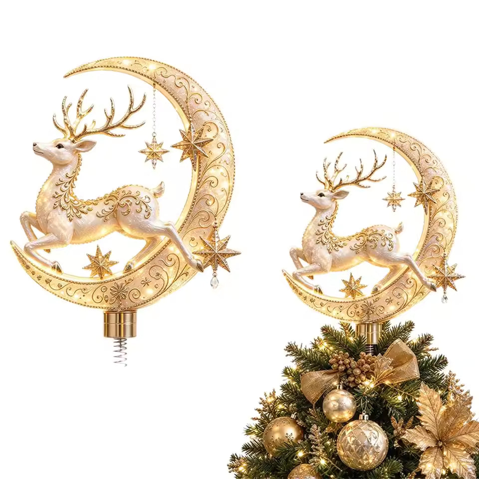 2D Acrylic Christmas Tree Topper With LED Lights Ornaments For Christmas Home Party Decoration Festival Party New Year