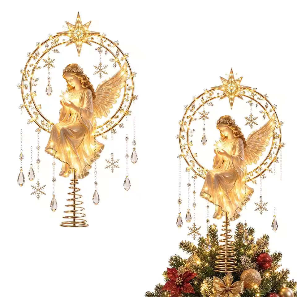 2D Acrylic Christmas Tree Topper With LED Lights Ornaments For Christmas Home Party Decoration Festival Party New Year